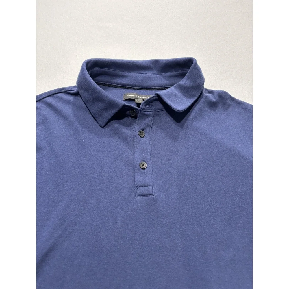 Banana Republic Polo Shirt Mens Large Blue Short Sleeve Jersey Regular Fit